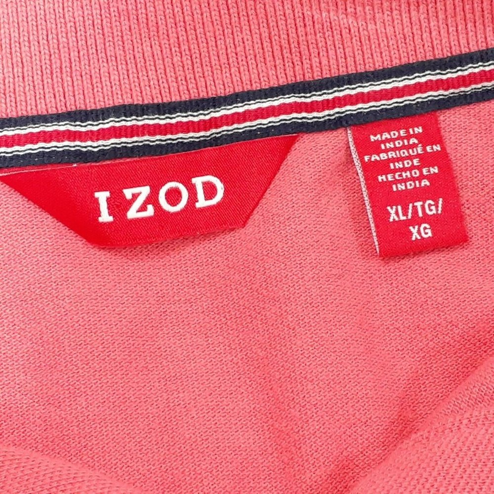 Izod Men's Coral Short Sleeve Collared Button Golf Casual Polo Shirt Size XL - Picture 4 of 10